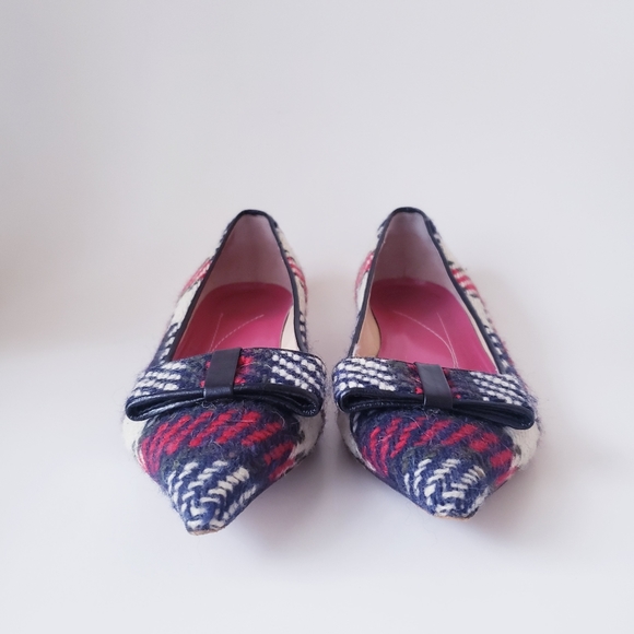 Kate Spade Red Plaid Bow Flats - Picture 3 of 13